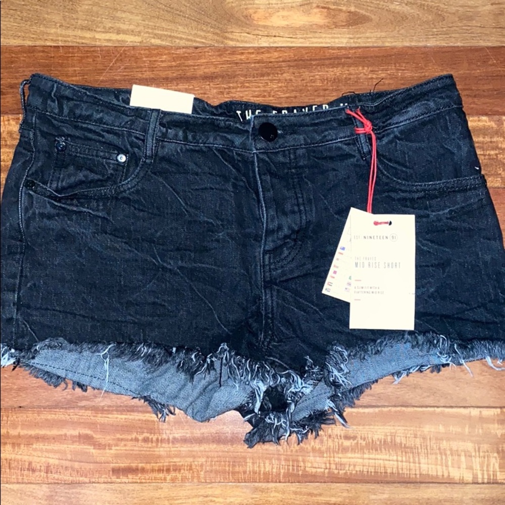 Mid Rise Black Jean Shorts